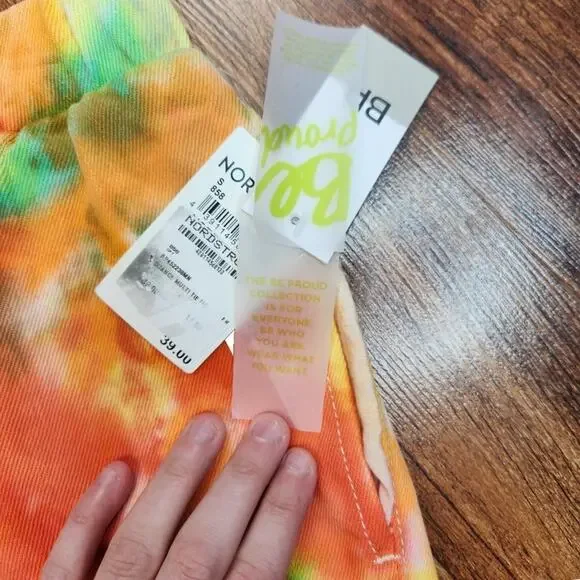 NWT BP. Womens Small Tye-Dye Elastic Waist Shorts Raw Hem Pockets HIgh Waist - Picture 13 of 14